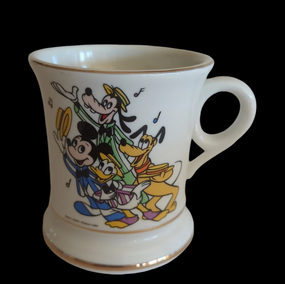 Vtg. Walt Disney Mickey Pluto Goofy Donald Duck Barber Shop Quartet Cup Shaving